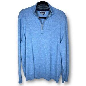 Club Room Mens XXL Light Blue 1/4 Zip Merino Wool Blend Cozy Winter Sweater